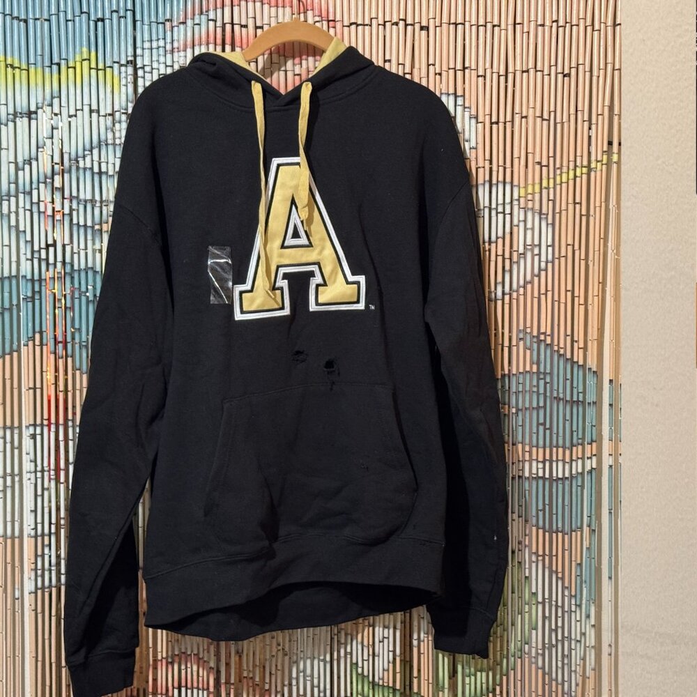 Army Black Knights Hoodie Sweatshirt, Cotton Blend, Black + Yellow, XL *Damaged*